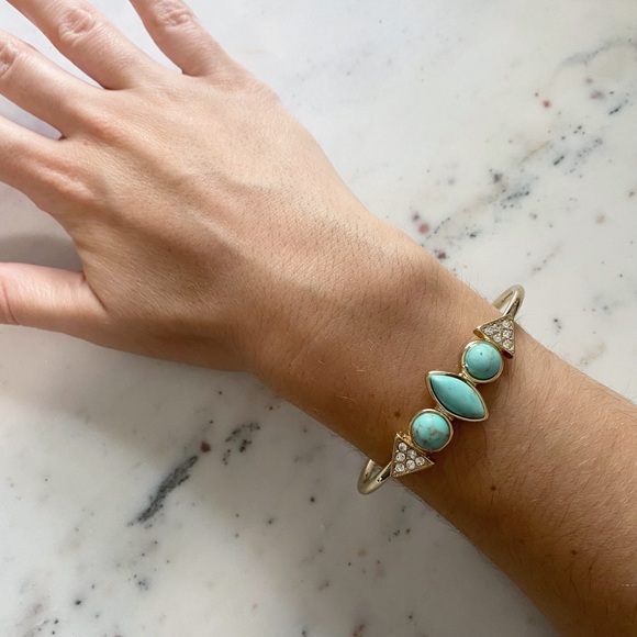"Marisa" Bracelet || Turquoise & Gold Cuff - Picture 5 of 7
